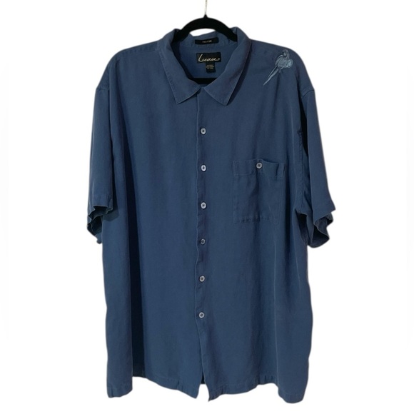Luau Shirt Finest 100% Silk Button Up Short Sleeve Embroidered Pocket Size 2XL - Picture 1 of 12